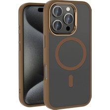 Zore Apple iPhone 16 Pro Kılıf Magsafe Şarj Özellikli Parlak Kamera Çerçeveli Nvth Kost Kapak-Rose Brown
