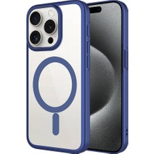 Zore iPhone 15 Pro Max Uyumlu Wireless Şarj Özellikli Sert Pc Nvth Mat Riksos Magsafe Kapak-Lacivert