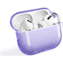 Zore Airpods Pro 2 Uyumlu Nvth Allstar Airbag 32 Parlayan Simli Saydam Renkli Kılıf-Mor