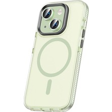 Zore Apple iPhone 15 Kılıf Airbagli Magsafe Wireless Şarj Özellikli Lens Koruyuculu Nvth Klaptika Kapak-Yeşil