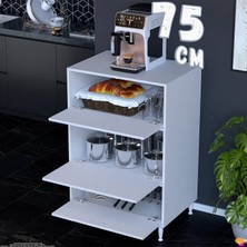 modilayn Silva 60X119,2X48 cm 3 Kapaklı Çok Amaçlı Mutfak Kiler Dolabı - Fırın ve Mikrodalga Rafı