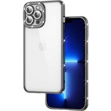 Zore iPhone 12 Pro Max Kılıf Kamera Korumalı Taşlı Nvth Mina Kapak-Siyah