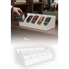 Omilife 10 Bölmeli Beyaz Kemer Çorap Takı Makyaj Organizeri Dolap İçi Kemer Düzenleyici Organizer