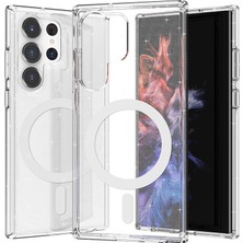 Zore Galaxy S23 Ultra Kılıf Magsafe Şarj Özellikli Parlayan Simli Saydam Renkli Nvth Allstar Kapak-Şeffaf