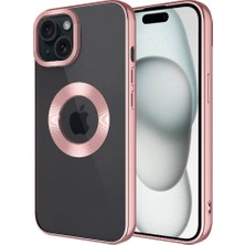 Zore iPhone 15 Uyumlu Kamera Korumalı Logo Gösteren Nvth Omega Kapak-Rose Gold