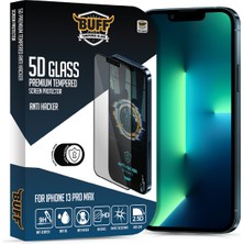 Buff Labs Buff 5D Glass Anti Hacker Ekran Koruyucu Şeffaf iPhone 13 Pro Max İçin Dayanıklı Malzeme
