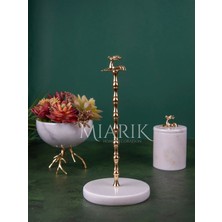 Miarik Design Mermer Tabanlı Ceylan Aksesuarli Pirinç Peçetelik Havluluk (Gold)