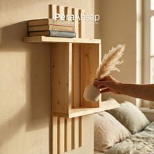 Pera Wooden Fence Deep Derin Raflı Ahşap Duvar Rafı 60X60 cm