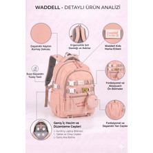 Waddell Ithal Kaliteli Pembe Su Geçirmez Lüx Ilkokul Ortaokul Sırt Çantası Cüzdan Hediye Kolonlu Aksesuarlı