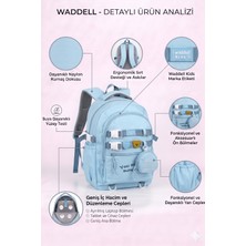 Waddell Ithal Kaliteli Mavi Su Geçirmez Lüx Ilkokul Ortaokul Sırt Çantası Cüzdan Hediye Kolonlu Aksesuarlı