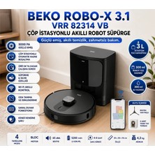 Beko Robo-X 3.1 Vrr Hem Siler( Mop) Hem De Süpürür Telefonla Kontrol ve Yönlendirme 5000 Pascal Emiş Gücü
