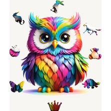 Owl (Baykus), 14 Parça Ahşap Puzzle, Bul Tak
