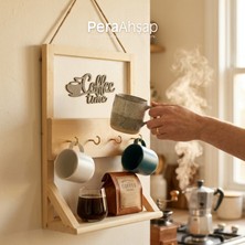 Pera Wooden Blanc Coffee Kahve Köşesi Kupa Askılığı 40X30 cm