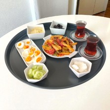 Bereka Metal Tepsi Kahvaltı Çay Kahve Sunum Tepsisi 50 cm Yuvarlak