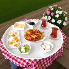 Bereka Metal Tepsi Kahvaltı Çay Kahve Sunum Tepsisi 50 cm Yuvarlak