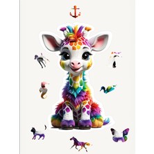 Giraffe , 14 Parça Ahşap Yapboz, Bul Tak Puzzle