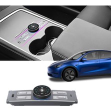 Ramm Tesla Model Y - Model 3 Fiziksel Düğmeli Orta Konsol LCD USB Hub - Siyah