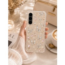 Powerfox Galaxy A36 Kılıf Cute Gümüş Kelebek Baskılı Sevimli Darbe Emici MK01A