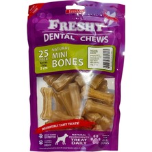 Freshy Dental Chews 25 Adet 5 Cm Doğal Sığır Derisi Kemik Ödül 250 Gram Köpekler İçin Temizleme