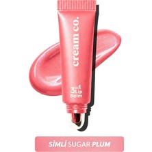 Cream Co. Simli Nemlendirici Parlatıcı 3in1 Lip Balm | Dudak Bakım | Sugar Plum Pembe Erik | Hyaluronik Asit Seramid