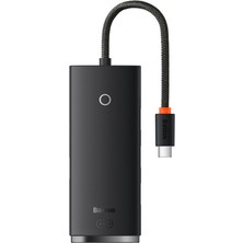 Baseus Lite Series 4 Portlu Type-C To USB 3.0 Hub Adaptör 25 cm Kompakt Tasarım ile Uyumlu WKQx030301