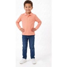 Nacar Store Unisex Çocuk Uzun Kollu Polo Yaka Lakost Okul Tişörtü