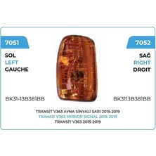 Pleksan Ayna Sinyali Sarı Sol 2015 --> Ford Transit V 363