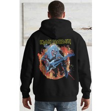 Sevbano Iron Maiden Rock Metal Müzik Grubu Sırt Baskılı Unisex Oversize Penye Hoodie
