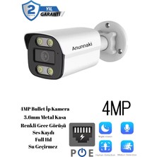 Hsc Bilişim 4mp Ip Kamera Metal Kasa 3.6mm Ses Kayıt Gece Görüşü Iç ve Dış Mekan Su Geçirmez Onvif