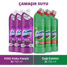 Domestos Dual Action Kötü Koku Karşıtı 750 ml X3 Domestos Çamaşır Suyu Dağ Esintisi 750 ml X3