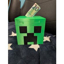 Print Zone Minecraft Temalı Creeper Kumbara - Çocuklar Için Para Biriktirme Kutusu