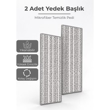 Nandy Home 2 Adet Sprey Mop Yedek Başlık - 32X12 cm Yıkanabilir Mikrofiber Temizlik Pedi