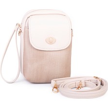 Prettyzys Nas Bag Kadın Mini Telefonluk Çapraz Çanta (En 10 cm , Boy 16 Cm) Kum