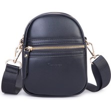 Prettyzys Nas Bag Kadın Mini Telefonluk Postacı Çantası (En : 14 cm ; Boy: 18 cm ) Siyah