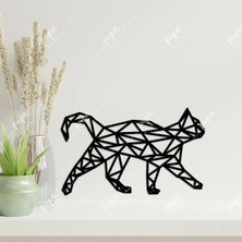 Buççin Online Mağaza  Ahşap Duvar Dekoru Geometrik Kedi Ahşap Siyah