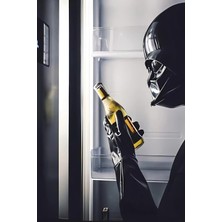 Buççin Online Mağaza  Ahşap Darth Vader Buzdolabına Bakıyor Duvar Poster Ahşap Çok Renkli