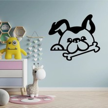 Buççin Online Mağaza  Sevimli Köpek Duvar Süsü - Duvar Dekoru ( 40X40 cm ) Ahşap Siyah