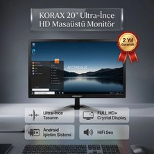 Korax 20"Inch Ultra-İnce Çerçeveli 1600x900 60Hz Slim Bezel LED Masaüstü Monitör