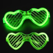 Ozka Concept Yeşil LED Işıklı Kalp Gözlük – 3 Modlu Parti & Glow Gözlüğü