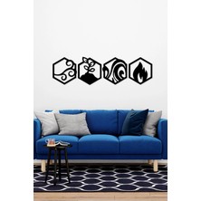 Buççin Online Mağaza  60X16 cm 4 Element Altıgen Duvar Panosu Ahşap Siyah