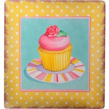 Buççin Online Mağaza  Cup Cake Motifli Duvar Panosu | Dekoratif Ahşap Süs Ahşap Beyaz
