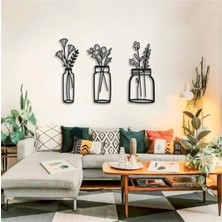 Buççin Online Mağaza  Saksı Duvar Süsü - Duvar Dekoru Ahşap 3lü 35X15 cm Ahşap Siyah