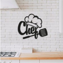 Buççin Online Mağaza  Siyah Ahşap Chef Mutfak Yazı Dekor 40X33 cm Ahşap Siyah