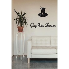 Buççin Online Mağaza  Siyah Ahşap Çay Var Içersen Duvar Dekoru - Mutfak Konsepti Cafe Için 55X50CM Mdf Tablo Seti Ahşap Si