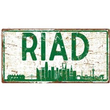 Buççin Online Mağaza  Riad Silüetli Dekoratif Alüminyum Tabela - Retro Metal Duvar Dekoru - Riad Manzaralı Levha Metal Çok