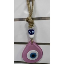 Buççin Online Mağaza  Trenddünyası Pembe Renk Cam Nazar Boncuklu El Yapımı Özel Tasarım Duvar Süsü Cam Pembe