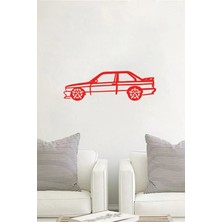 Buççin Online Mağaza  Kırmızı E30 Bmw Marka Araç Ahşap Tablo Lazer Kesim 3mm Duvar Dekorasyon Süsü (Kendinden Yapışkanlı)