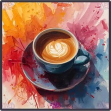 Buççin Online Mağaza  Renkli Latte Art Kahve Konseptli Dekoratif Alüminyum Duvar Panosu – Modern Mutfak ve Kafe Tablosu Me