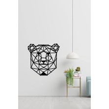 Buççin Online Mağaza  30X30 cm Geometrik Ayı Desenli Ahşap Duvar Panosu Ahşap Siyah