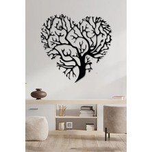 Buççin Online Mağaza  30X30 cm Kalpli Ağaç Desenli Duvar Panosu Ahşap Siyah
